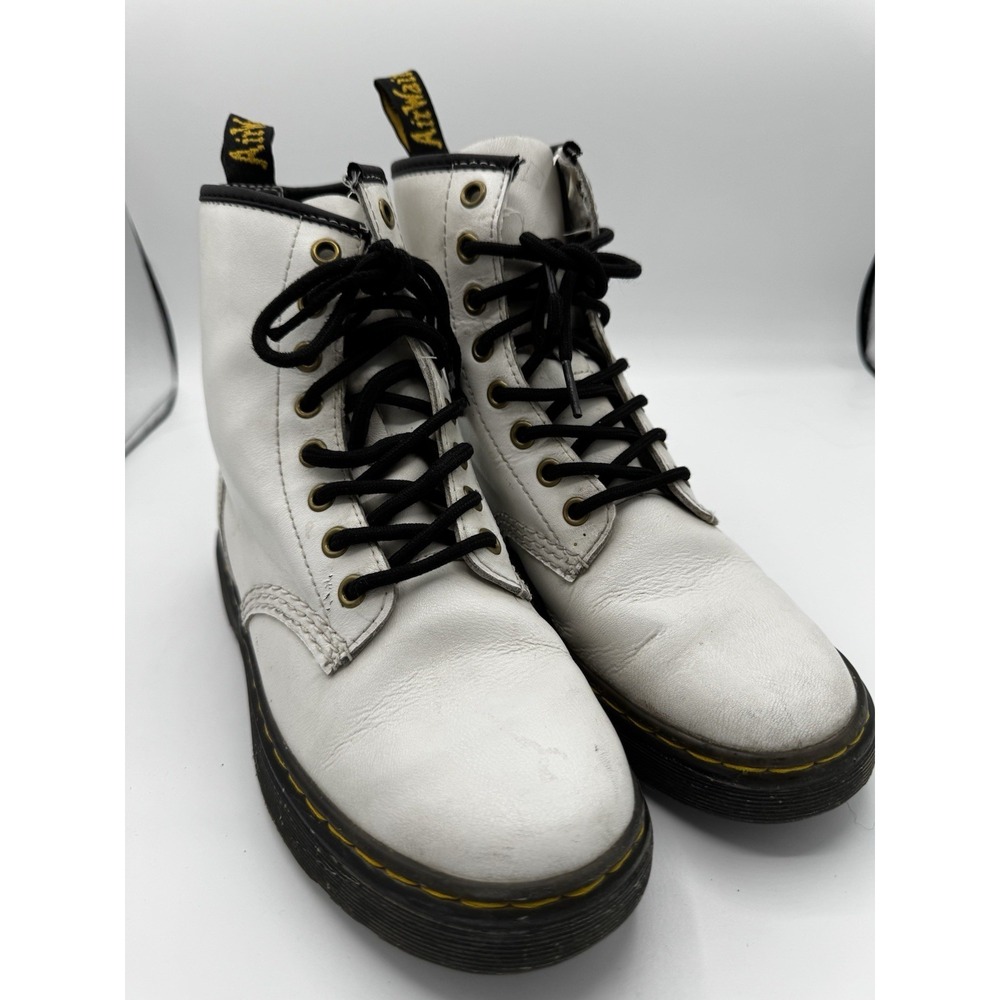 Dr Martens Zavala White Combat Military Boots Women's 6 / Men's 5 Casual Comfort